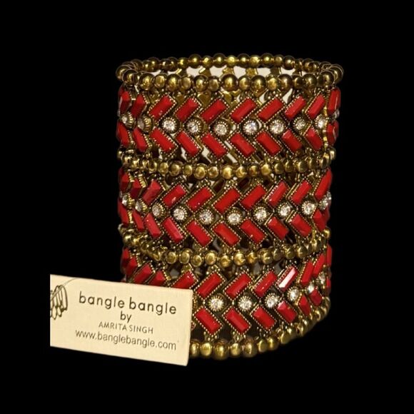 NWT! Amrita Singh Cuff Bracelet in Ruby Red - Picture 1 of 1